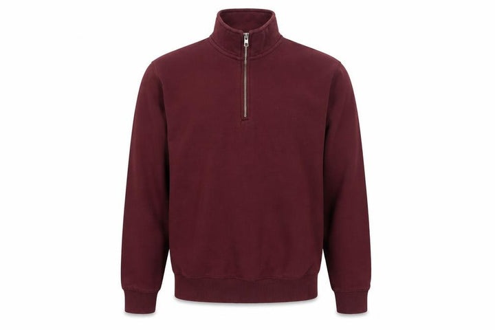 French Connection Men's Burgundy M 1/4 Zip High Neck Sweatshirt
