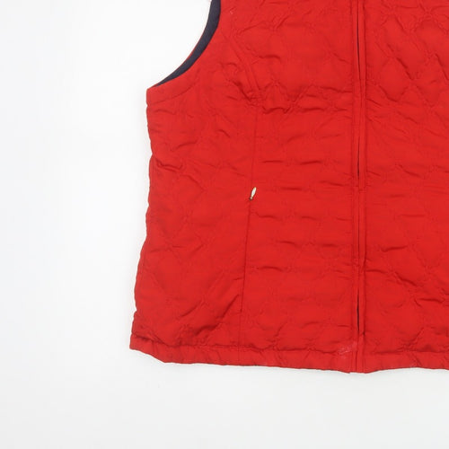 Dash Women Red UK 18 Quilted Padded Zip Waistcoat Gilet