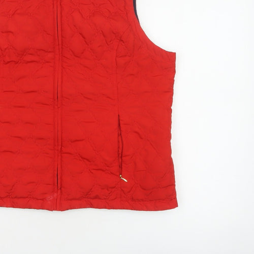 Dash Women Red UK 18 Quilted Padded Zip Waistcoat Gilet