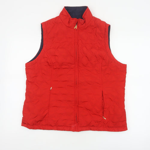 Dash Women Red UK 18 Quilted Padded Zip Waistcoat Gilet