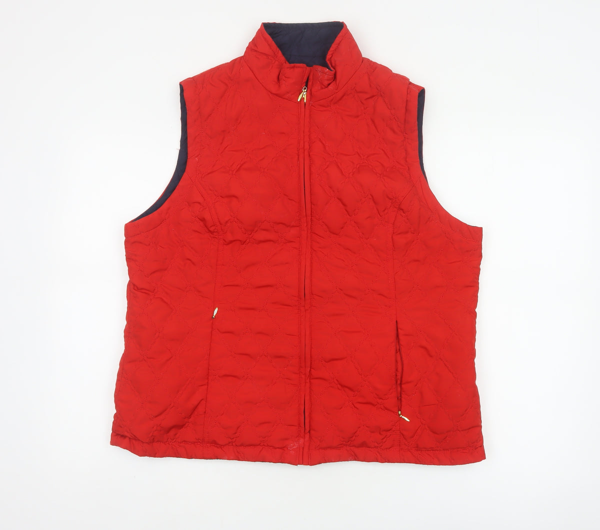 Dash Women Red UK 18 Quilted Padded Zip Waistcoat Gilet