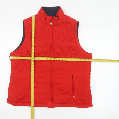 Dash Women Red UK 18 Quilted Padded Zip Waistcoat Gilet