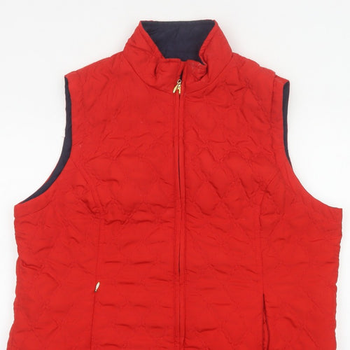 Dash Women Red UK 18 Quilted Padded Zip Waistcoat Gilet