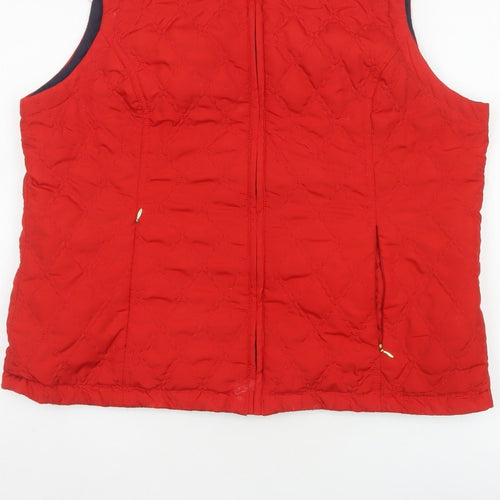 Dash Women Red UK 18 Quilted Padded Zip Waistcoat Gilet
