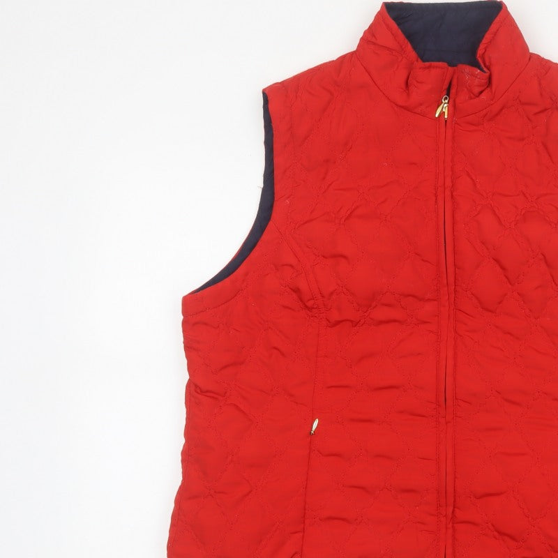 Dash Women Red UK 18 Quilted Padded Zip Waistcoat Gilet