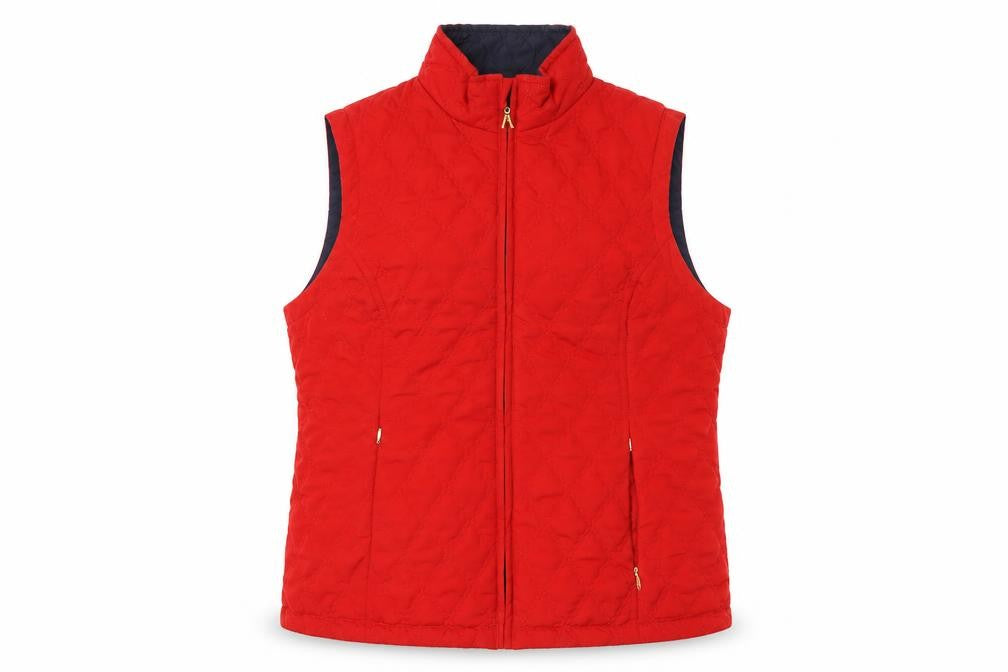 Dash Women Red UK 18 Quilted Padded Zip Waistcoat Gilet