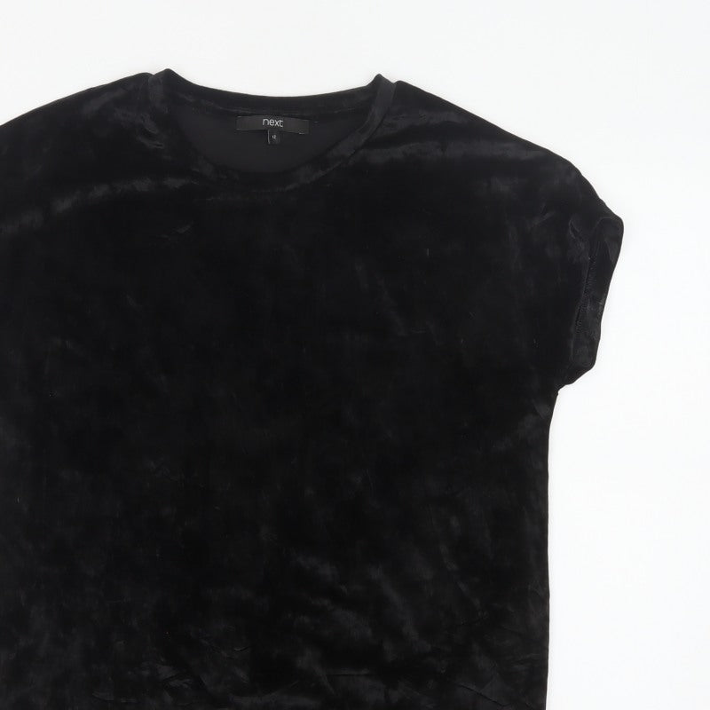 Next Women’s Black UK 12 Velvet Stretch Basic Cap Sleeve T-Shirt