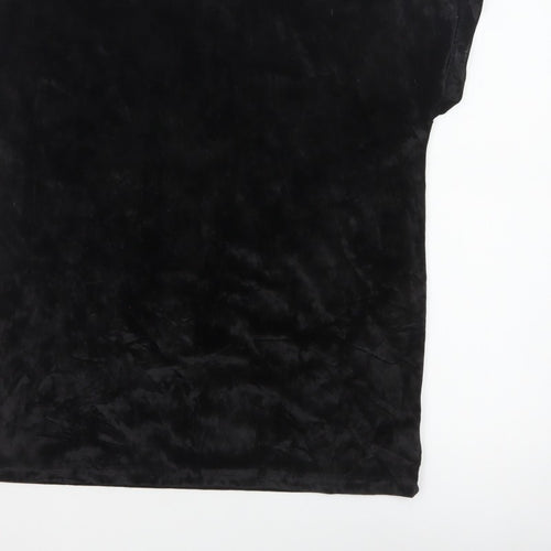 Next Women’s Black UK 12 Velvet Stretch Basic Cap Sleeve T-Shirt