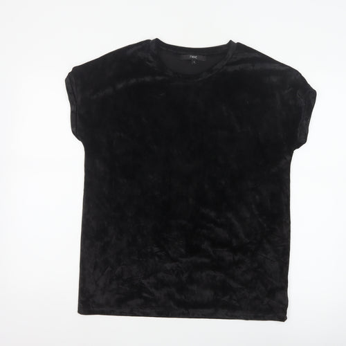 Next Women’s Black UK 12 Velvet Stretch Basic Cap Sleeve T-Shirt