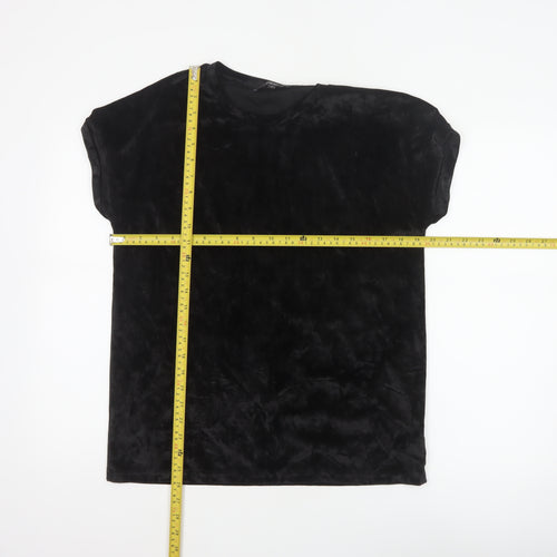 Next Women’s Black UK 12 Velvet Stretch Basic Cap Sleeve T-Shirt
