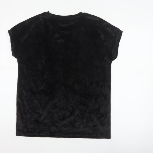 Next Women’s Black UK 12 Velvet Stretch Basic Cap Sleeve T-Shirt