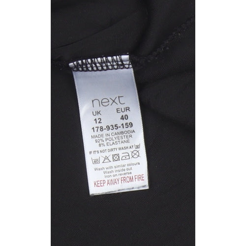 Next Women’s Black UK 12 Velvet Stretch Basic Cap Sleeve T-Shirt