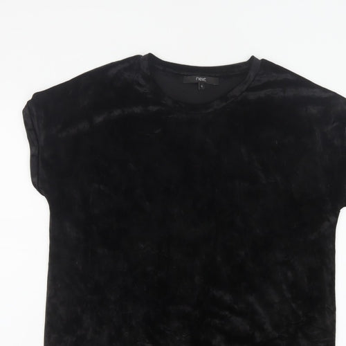 Next Women’s Black UK 12 Velvet Stretch Basic Cap Sleeve T-Shirt