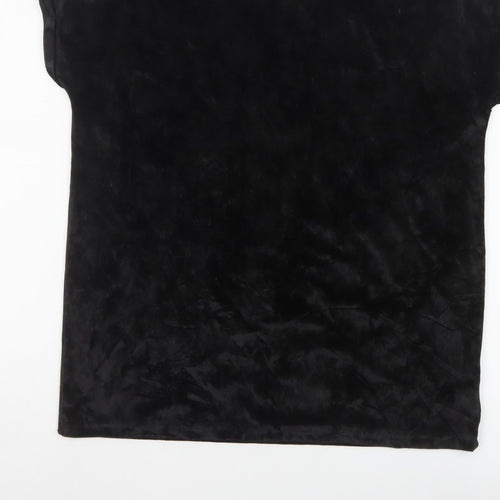 Next Women’s Black UK 12 Velvet Stretch Basic Cap Sleeve T-Shirt