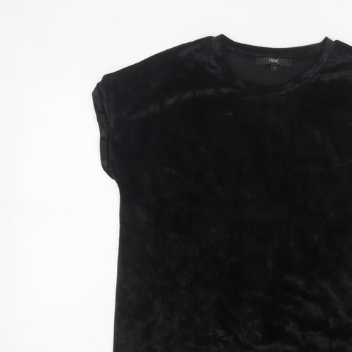 Next Women’s Black UK 12 Velvet Stretch Basic Cap Sleeve T-Shirt
