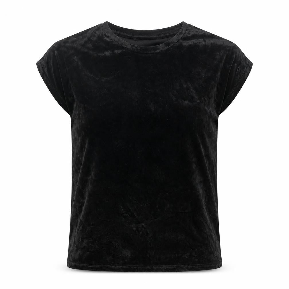 Next Women’s Black UK 12 Velvet Stretch Basic Cap Sleeve T-Shirt