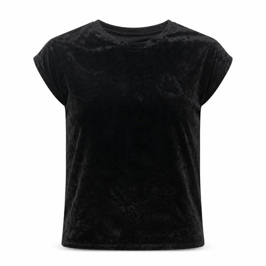 Next Women’s Black UK 12 Velvet Stretch Basic Cap Sleeve T-Shirt