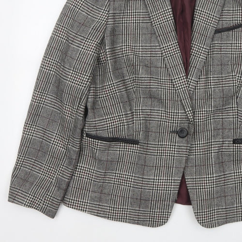 Tu Women’s Grey Check Blazer Size 18 Lined Single-Breasted Jacket