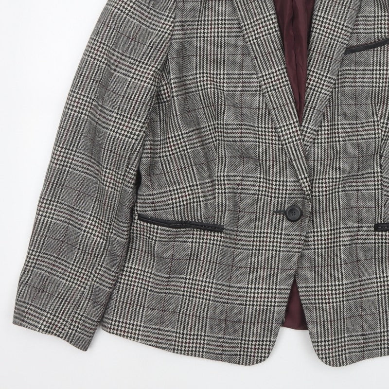 Tu Women’s Grey Check Blazer Size 18 Lined Single-Breasted Jacket