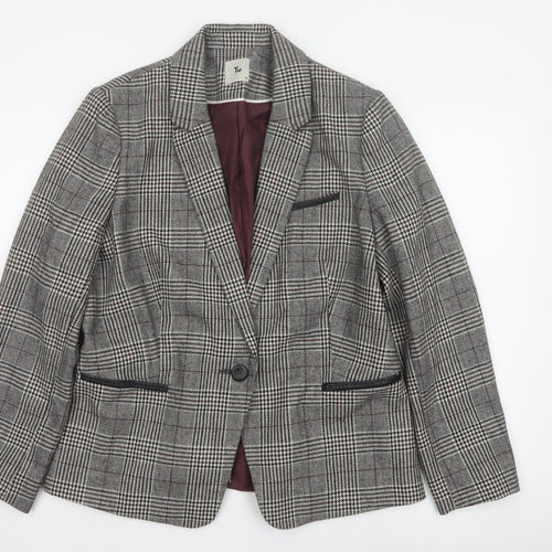 Tu Women’s Grey Check Blazer Size 18 Lined Single-Breasted Jacket