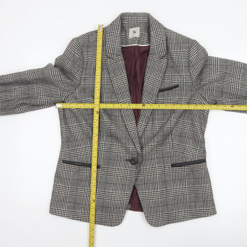 Tu Women’s Grey Check Blazer Size 18 Lined Single-Breasted Jacket