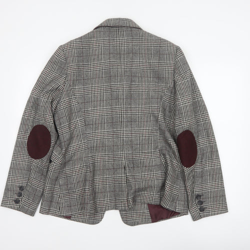 Tu Women’s Grey Check Blazer Size 18 Lined Single-Breasted Jacket