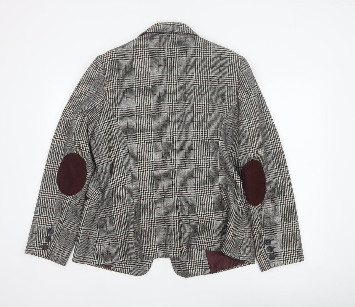 Tu Women’s Grey Check Blazer Size 18 Lined Single-Breasted Jacket