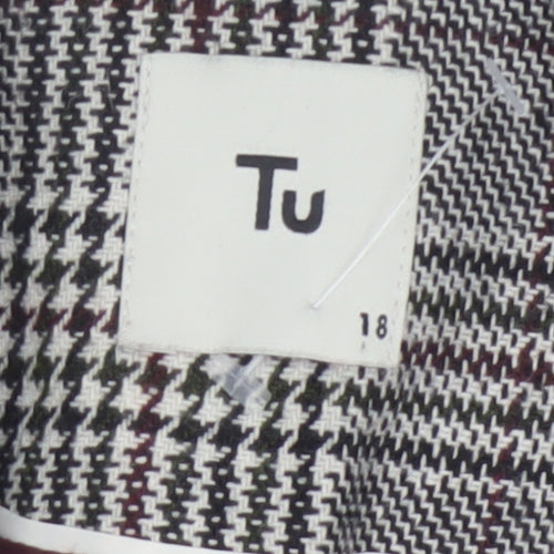 Tu Women’s Grey Check Blazer Size 18 Lined Single-Breasted Jacket
