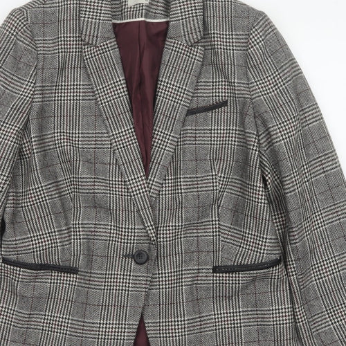 Tu Women’s Grey Check Blazer Size 18 Lined Single-Breasted Jacket