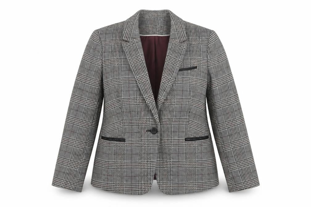 Tu Women’s Grey Check Blazer Size 18 Lined Single-Breasted Jacket