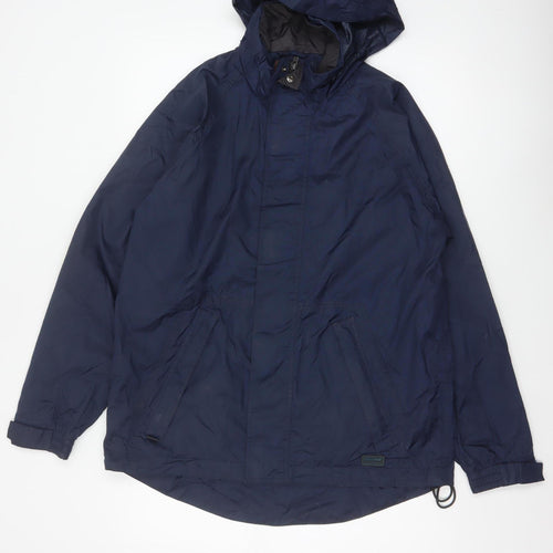 Wynnster Men's Blue Small Hooded Stowaway Waterproof Rain Jacket