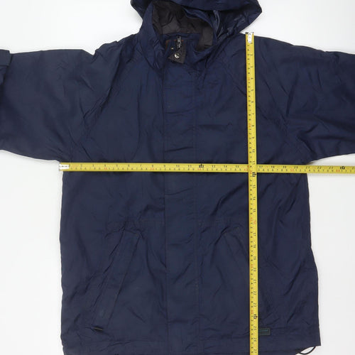 Wynnster Men's Blue Small Hooded Stowaway Waterproof Rain Jacket