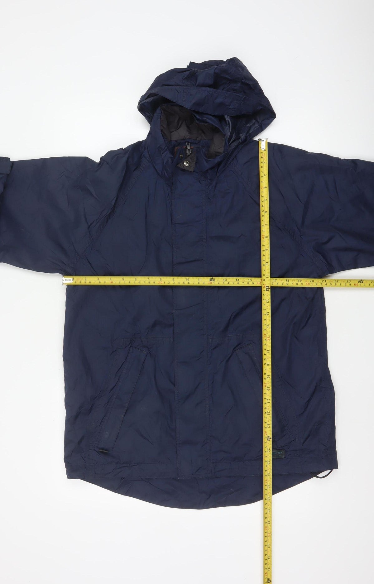 Wynnster Men's Blue Small Hooded Stowaway Waterproof Rain Jacket