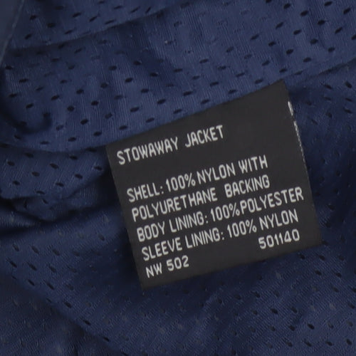 Wynnster Men's Blue Small Hooded Stowaway Waterproof Rain Jacket