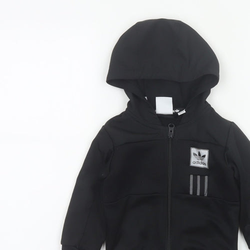 adidas Unisex Baby Black 9-12 Months Hooded Full Zip Track Jacket