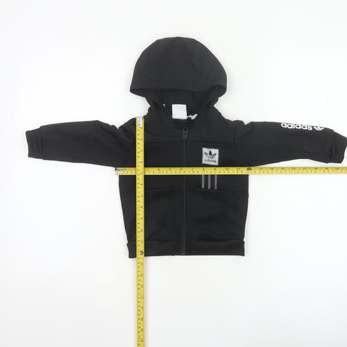 adidas Unisex Baby Black 9-12 Months Hooded Full Zip Track Jacket