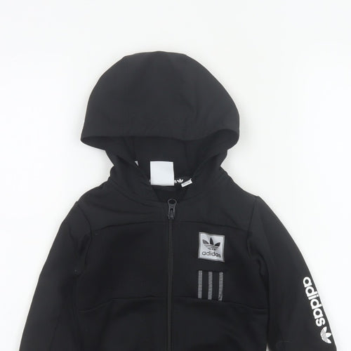adidas Unisex Baby Black 9-12 Months Hooded Full Zip Track Jacket