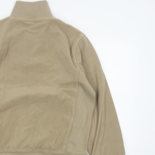 Melka Men's Beige M Quarter Zip Fleece Sweatshirt High Neck Pockets