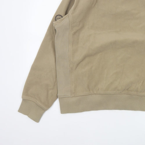 Melka Men's Beige M Quarter Zip Fleece Sweatshirt High Neck Pockets