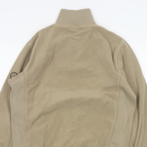 Melka Men's Beige M Quarter Zip Fleece Sweatshirt High Neck Pockets
