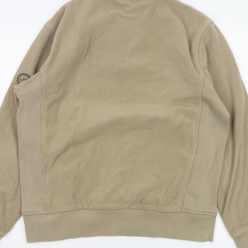 Melka Men's Beige M Quarter Zip Fleece Sweatshirt High Neck Pockets