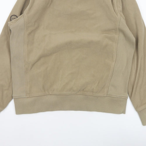 Melka Men's Beige M Quarter Zip Fleece Sweatshirt High Neck Pockets
