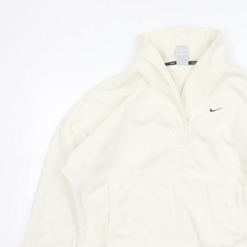 Nike Women’s Ivory S Therma-FIT 1/4 Zip Fleece Sweatshirt Pockets