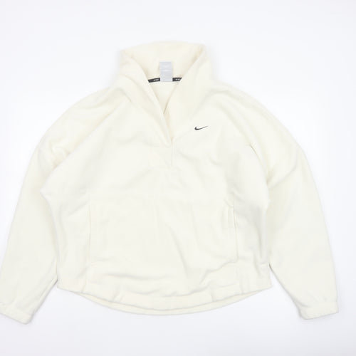 Nike Women’s Ivory S Therma-FIT 1/4 Zip Fleece Sweatshirt Pockets