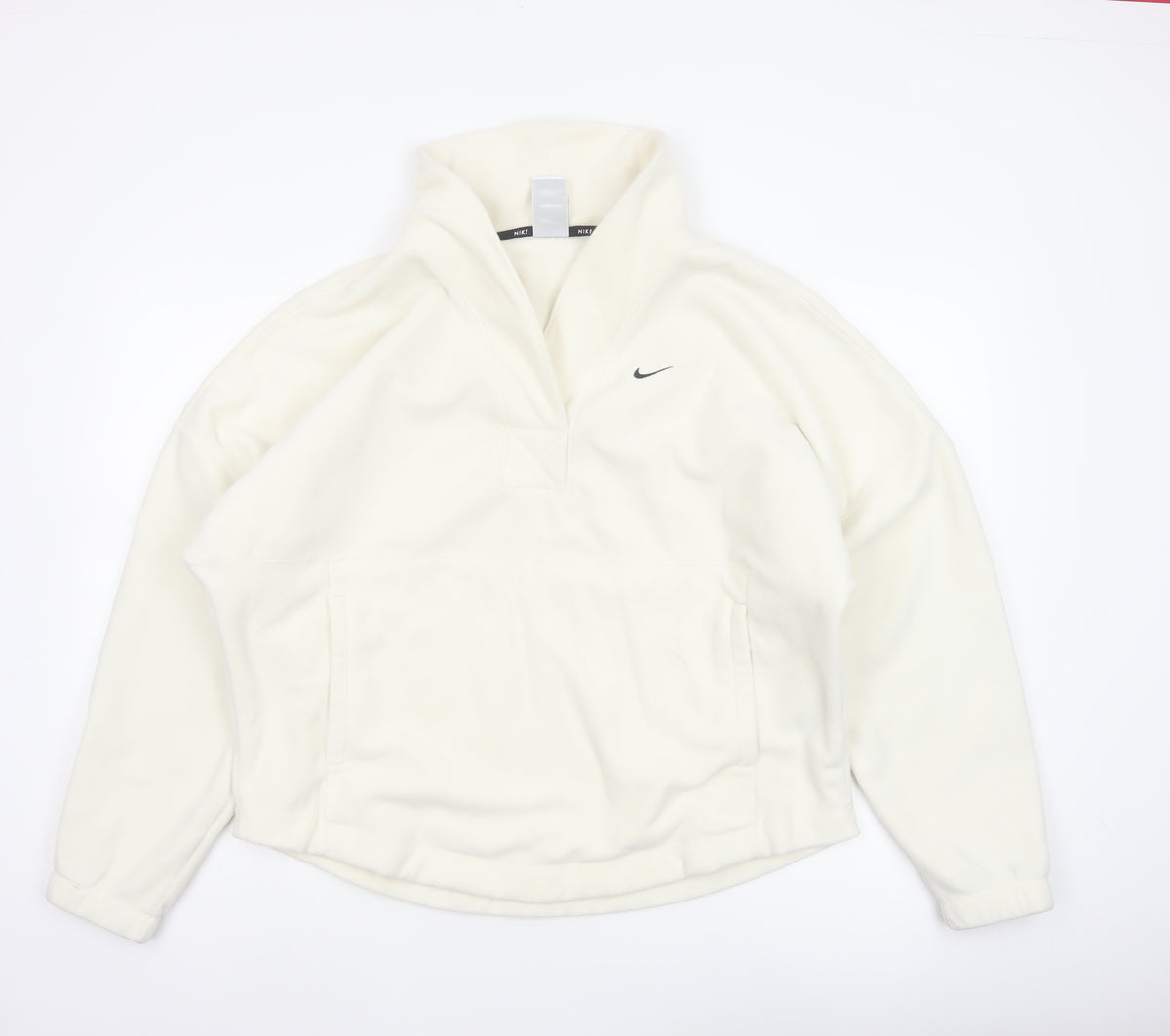 Nike Women’s Ivory S Therma-FIT 1/4 Zip Fleece Sweatshirt Pockets