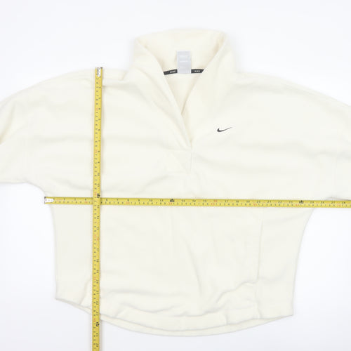 Nike Women’s Ivory S Therma-FIT 1/4 Zip Fleece Sweatshirt Pockets