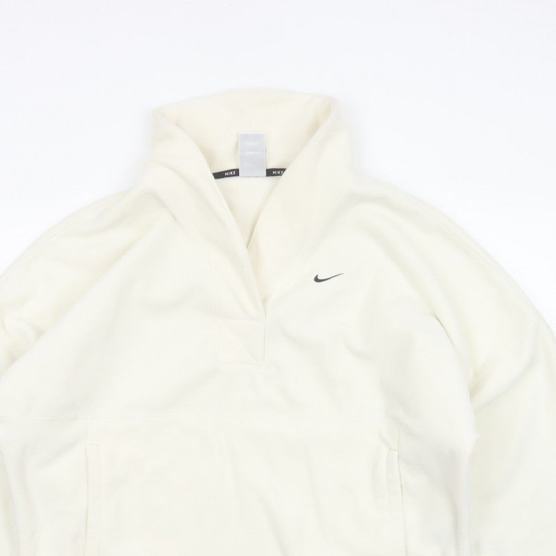 Nike Women’s Ivory S Therma-FIT 1/4 Zip Fleece Sweatshirt Pockets