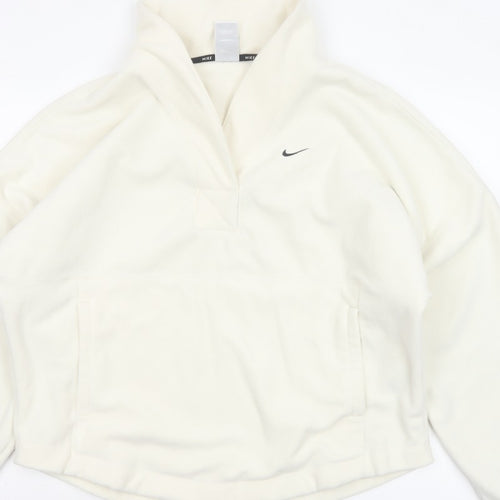 Nike Women’s Ivory S Therma-FIT 1/4 Zip Fleece Sweatshirt Pockets