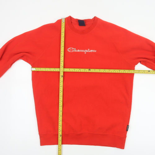 Champion Men's Red M Fleece Crew Neck Pullover Sweatshirt Logo