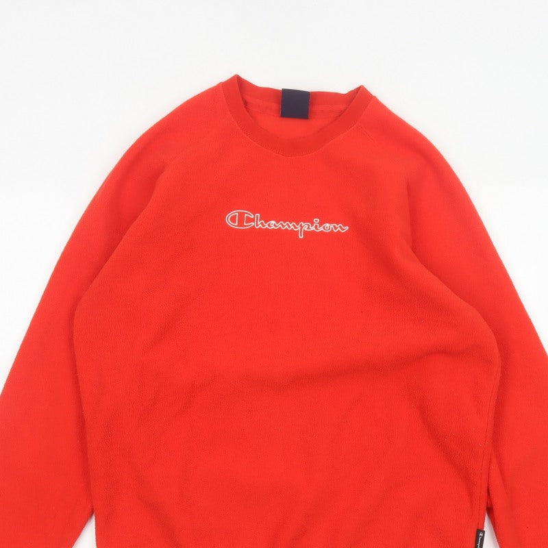 Champion Men's Red M Fleece Crew Neck Pullover Sweatshirt Logo